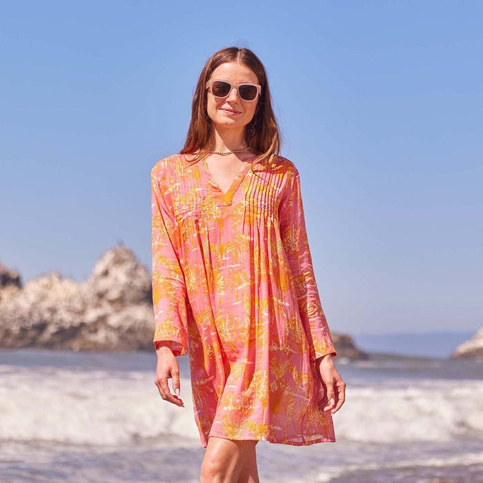 Safari Animals Pink Pintuck Beach Coverup