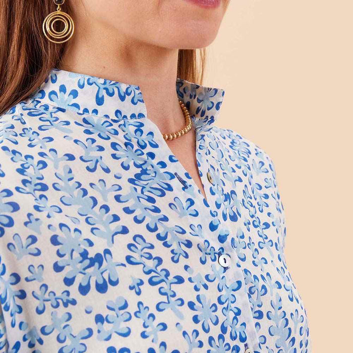 FLORAL KELP OCEAN Button Down Beach Tunic