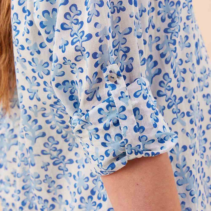 FLORAL KELP OCEAN Button Down Beach Tunic