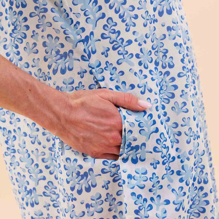 FLORAL KELP OCEAN Button Down Beach Tunic