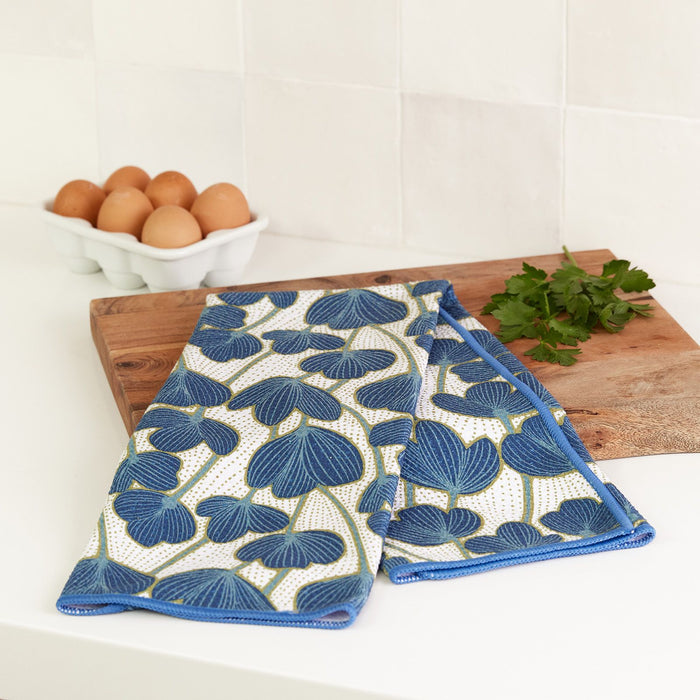 Modern Poppy Blue blu Kitchen Tea Towel