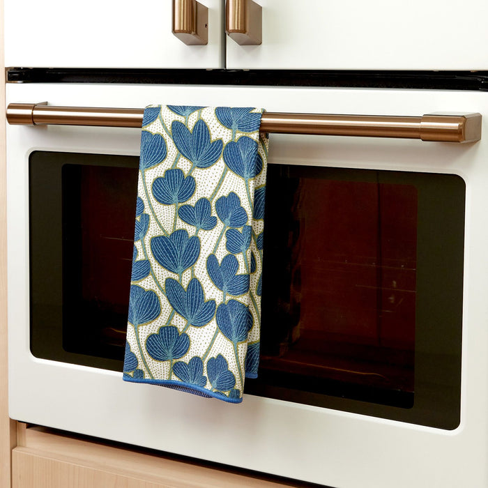 Modern Poppy Blue blu Kitchen Tea Towel