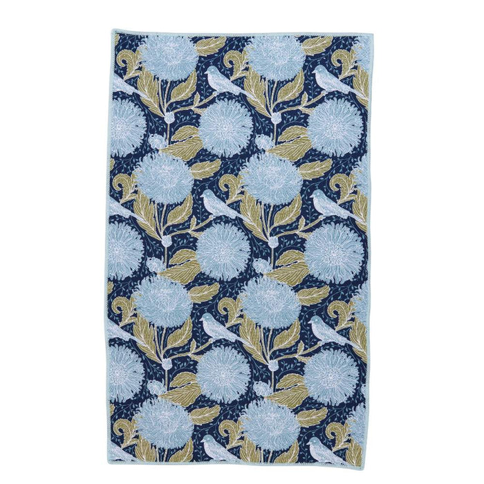 Chrysanthemum Bird blu Kitchen Tea Towel