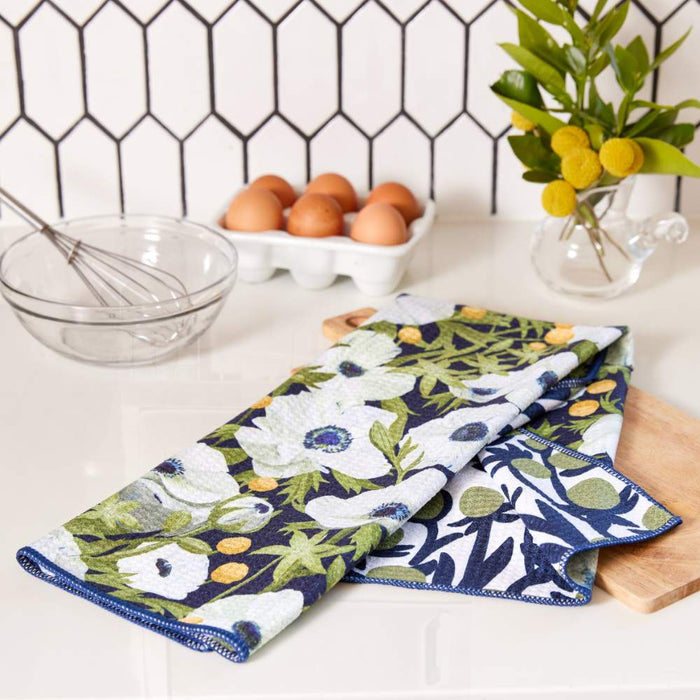 Anemone Poppy blu Kitchen Tea Towel