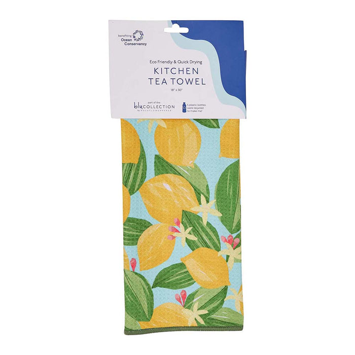 Lemon Blossoms blu Kitchen Tea Towel