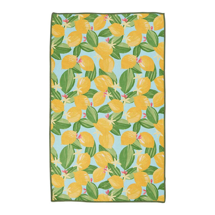 Lemon Blossoms blu Kitchen Tea Towel