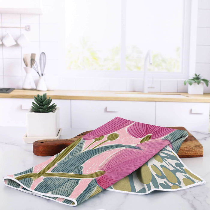 Tulip Blooms blu Kitchen Tea Towel