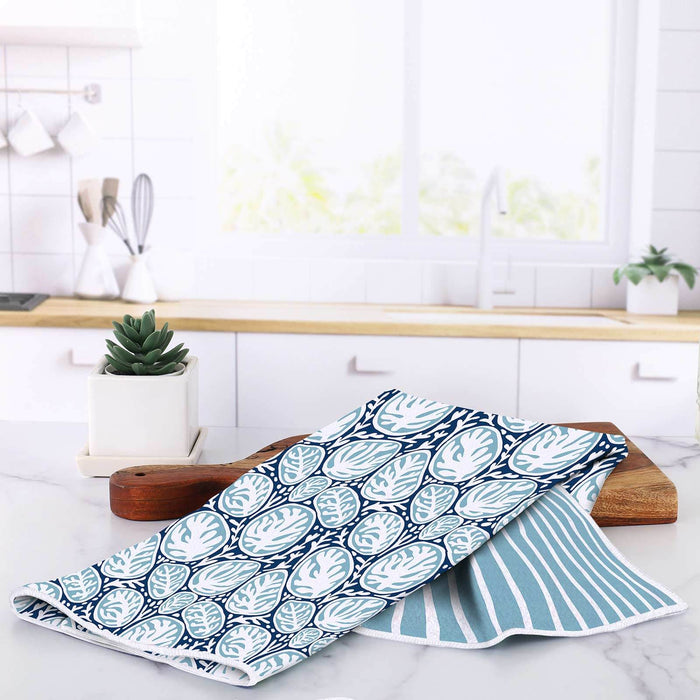 Coral Garden blu Kitchen Tea Towel