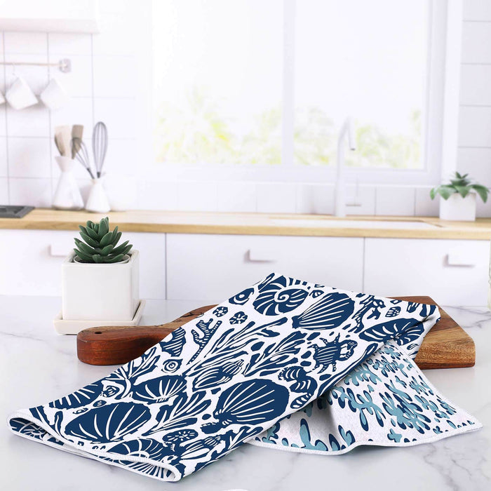 Sea Life blu Kitchen Tea Towel