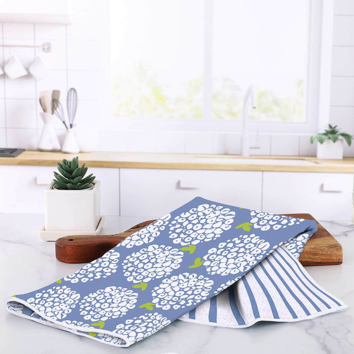 Hydrangea Delight blu Kitchen Tea Towel