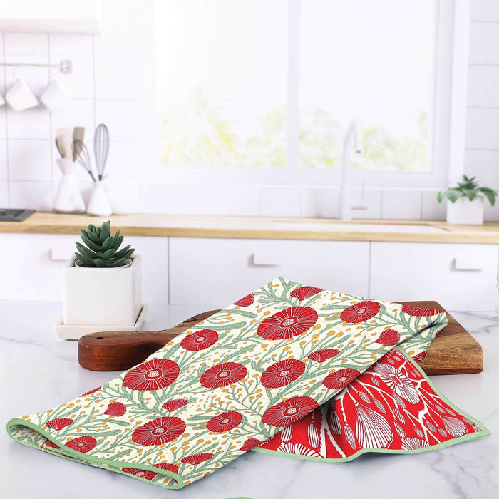 Camellia Bouquet blu Kitchen Tea Towel