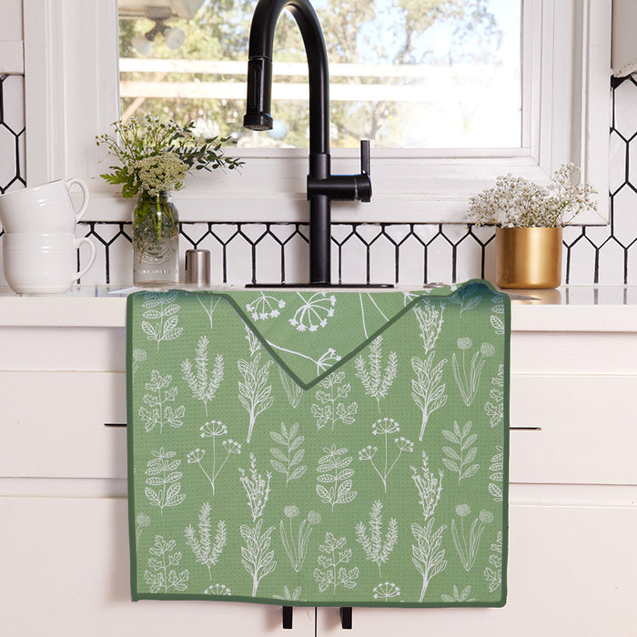 Herbs Green blu Kitchen Tea Towel