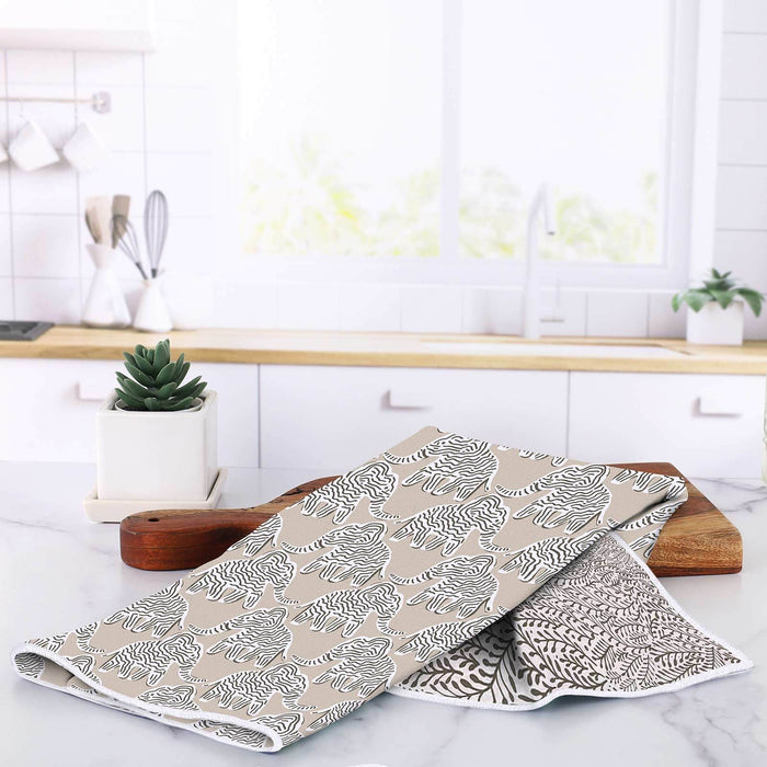 Elephants Tan blu Kitchen Tea Towel