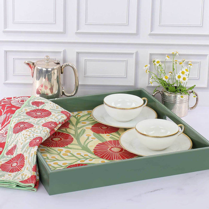Camellia Bouquet 15 Inch Square Tray