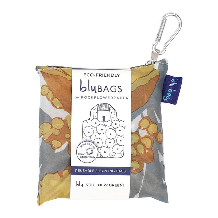 Icelandic Poppies Gold blu Bag Reusable Shopper Tote