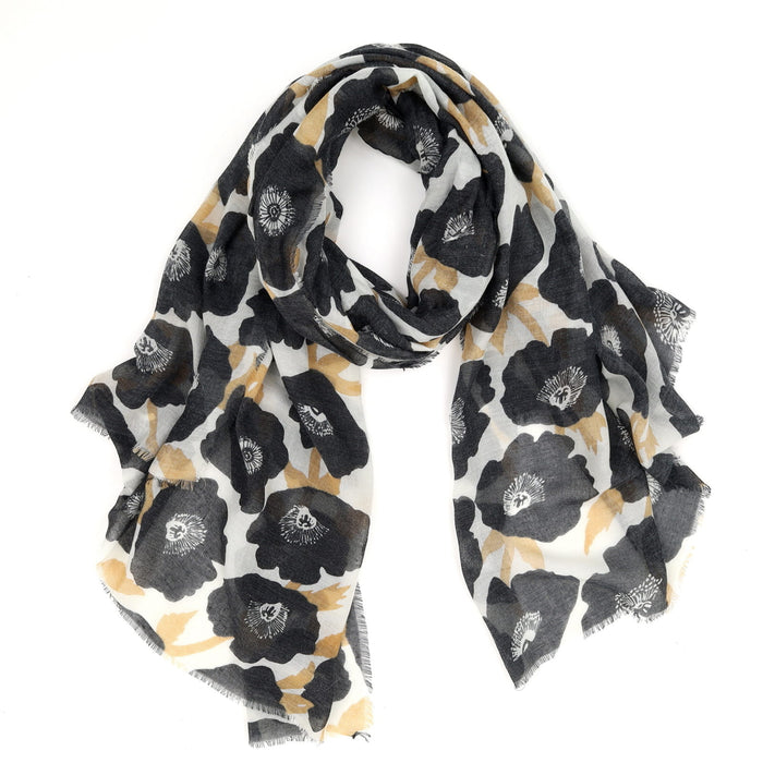 POPPIES BLACK Featherweight Scarf