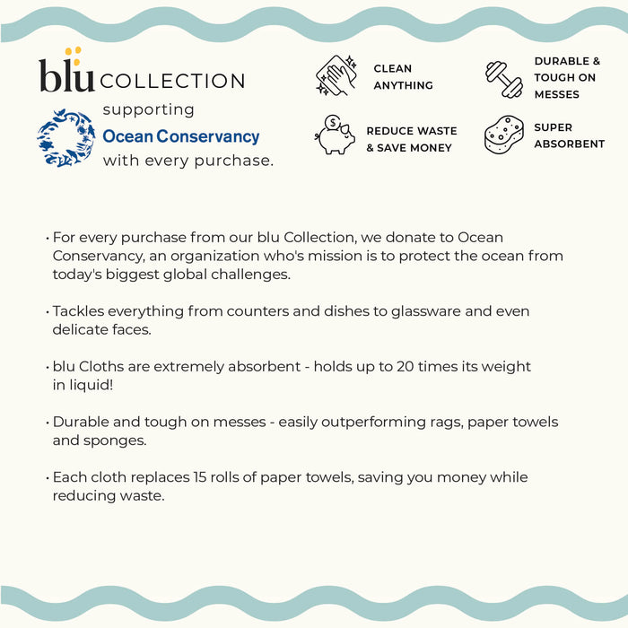 SAVE THE OCEANS blu Cloths Reusable Sponge-Cloth, Set of 2