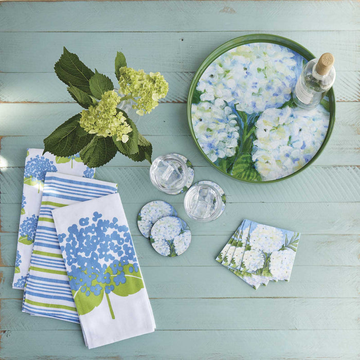 WHITE HYDRANGEA 15 inch Round Tray