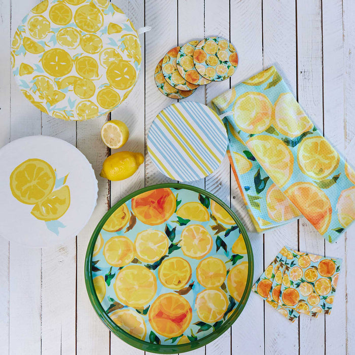 Lemon Slices blu Kitchen Tea Towel