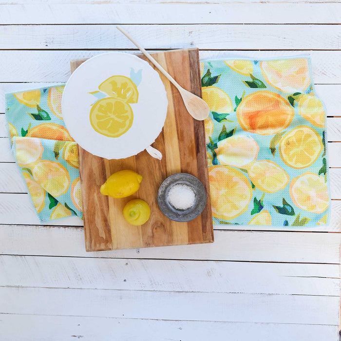 Lemon Slices blu Kitchen Tea Towel
