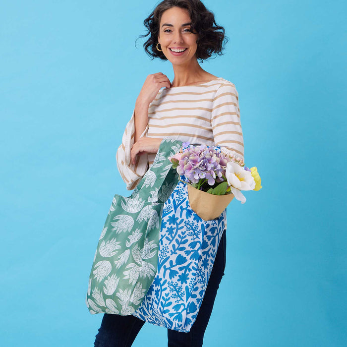 BOTANICAL blu Bag Reusable Shopper Tote