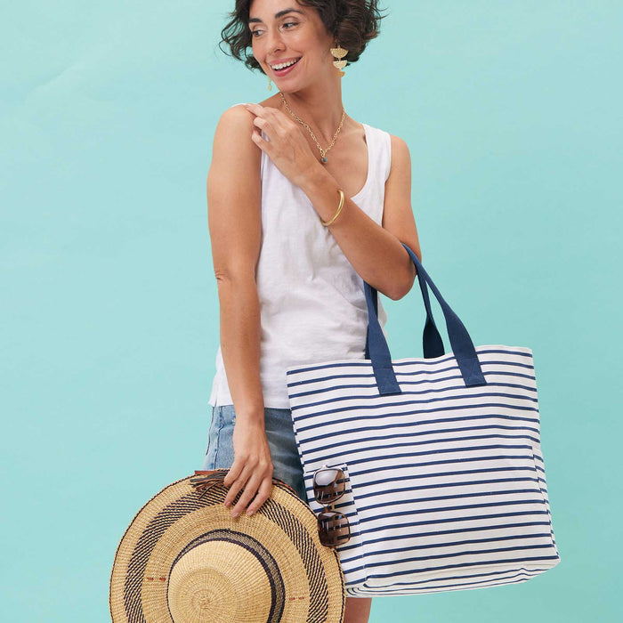 BATEAU STRIPE NAVY Carryall Tote Bag