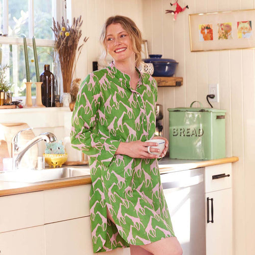 Giraffe Pink Green Cotton Night Shirt