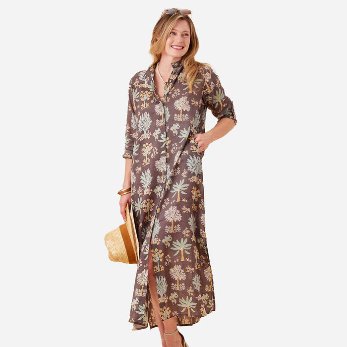 ISLAND GREY Palm Shirt Dress