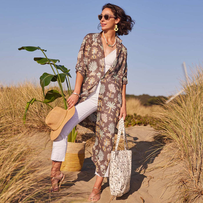 ISLAND GREY Palm Shirt Dress