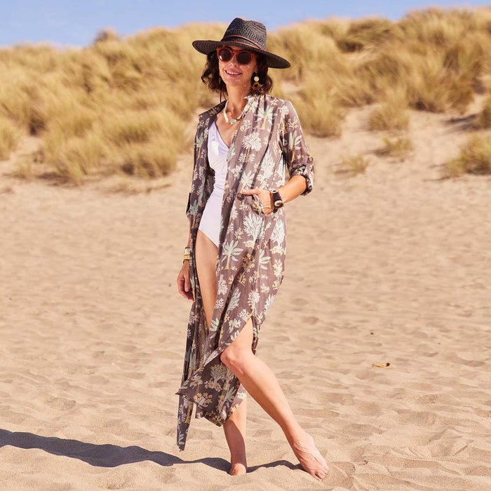 ISLAND GREY Palm Shirt Dress