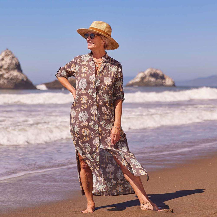 ISLAND GREY Palm Shirt Dress (Available: 03/24/2025)