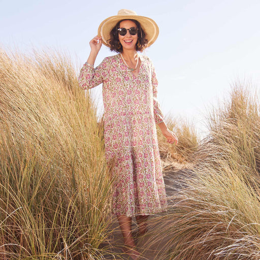 SCARLET PINK Long Tiered Dress