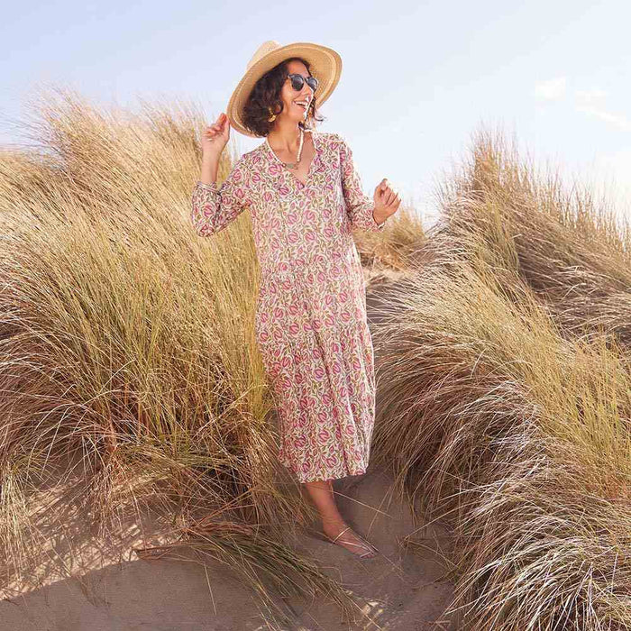 SCARLET PINK Long Tiered Dress