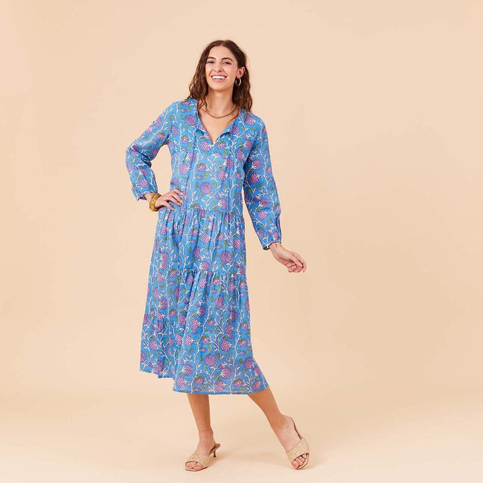 AINSLEY BLUE Long Tiered Dress