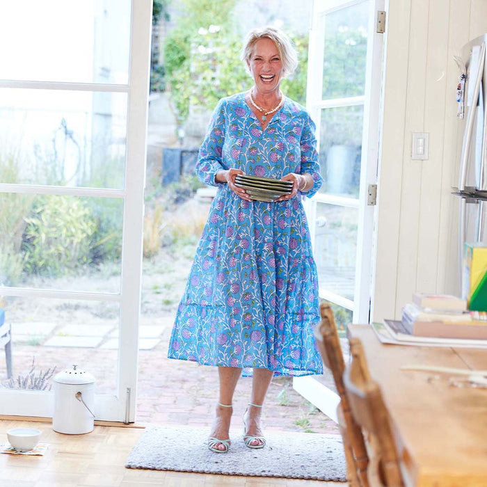 AINSLEY BLUE Long Tiered Dress