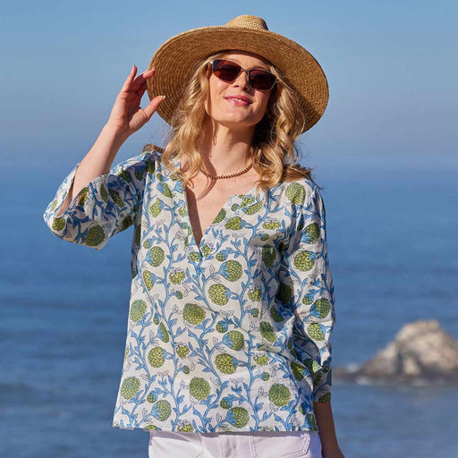 Ainsley Blue Green Cotton  Kurta