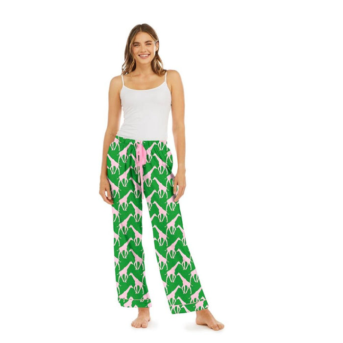 Giraffe Pink Green Cotton  Lounge Pant