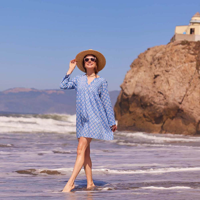 FIFER BLUE Pintuck Beach Coverup