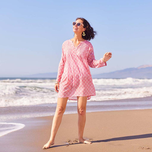 FIFER PINK Pintuck Beach Coverup