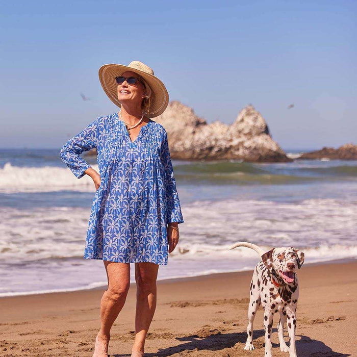 PALM BUNCH NAVY Pintuck Beach Coverup