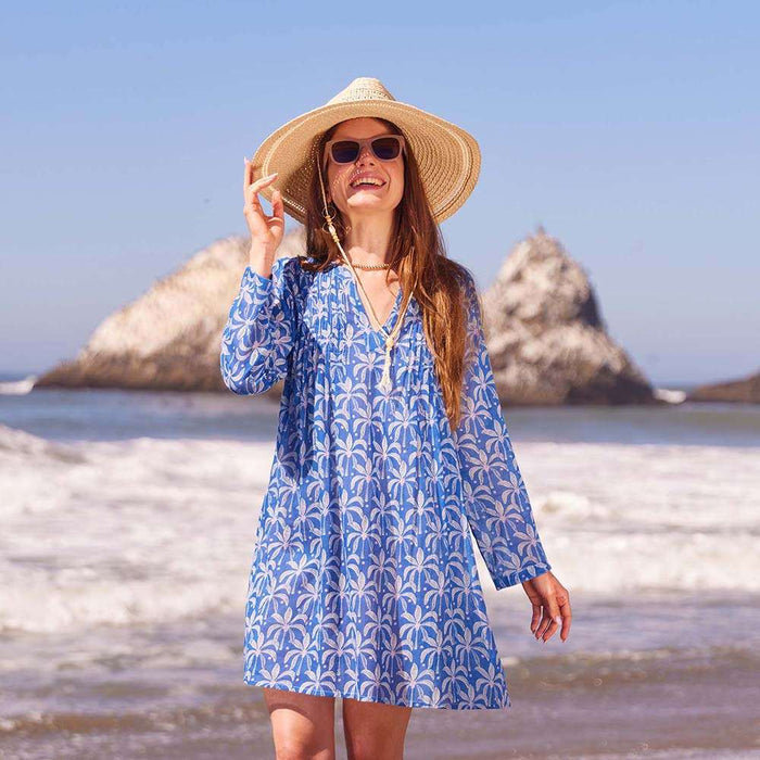 PALM BUNCH NAVY Pintuck Beach Coverup