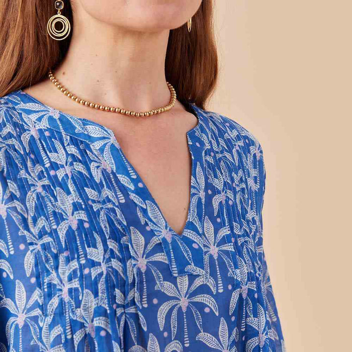 PALM BUNCH NAVY Pintuck Beach Coverup