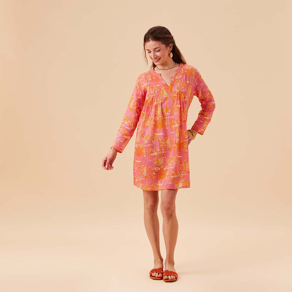 SAFARI ANIMALS PINK Pintuck Beach Coverup (Available: 02/05/2025)