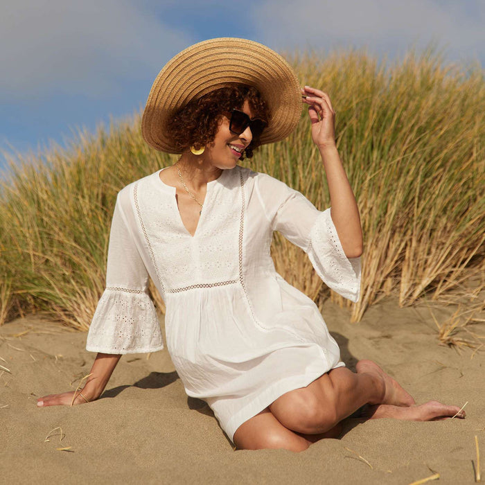 MELONY White Eyelet Beach Dress