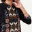 BLACK Banded Collar Embroidered Tunic