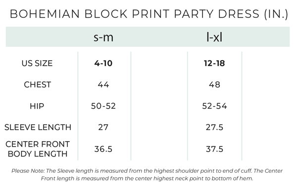 BOHEMIAN Block Print Party Dress
