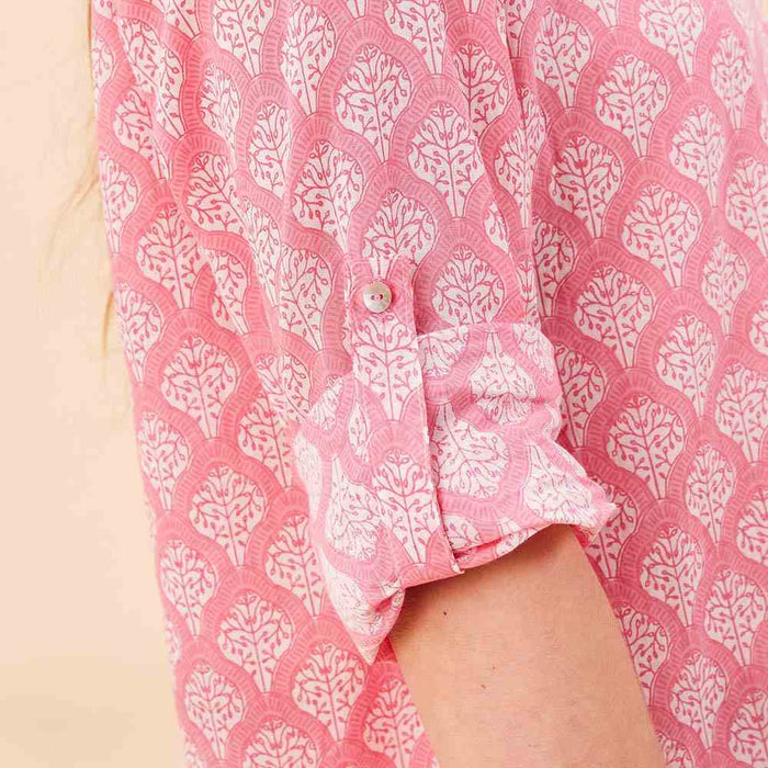 Fifer Pink Cotton Button Down Beach Tunic 