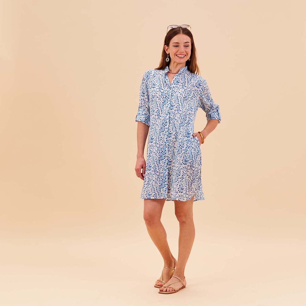 FLORAL KELP OCEAN Button Down Beach Tunic (Available: 02/05/2025)