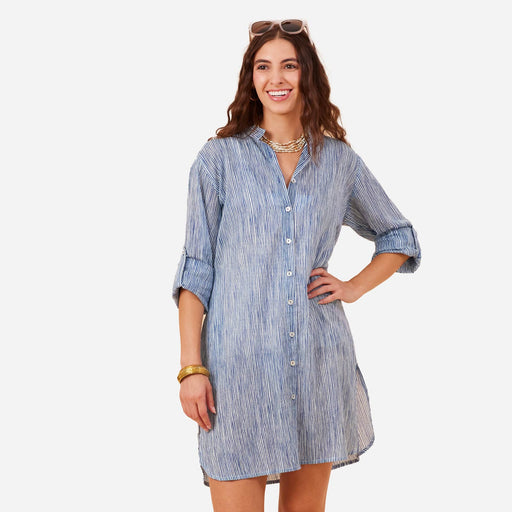 SURI NAVY Button Down Beach Tunic