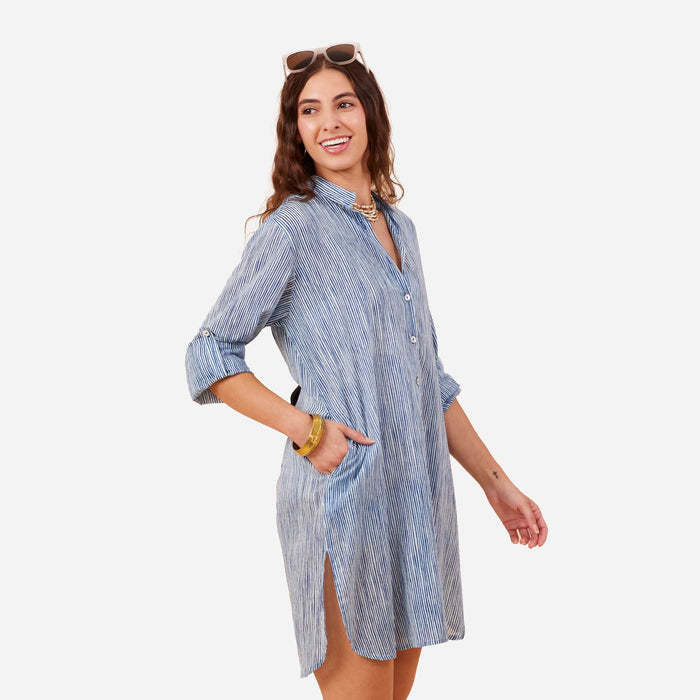 SURI NAVY Button Down Beach Tunic